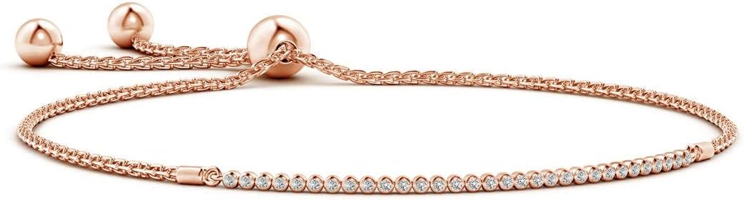 Angara Diamond Tennis Bolo Bracelet in 14K Solid Gold | Natural Diamond Adjustable Chain Bracelet for Women | April Birthstone Jewelry Gift For Women