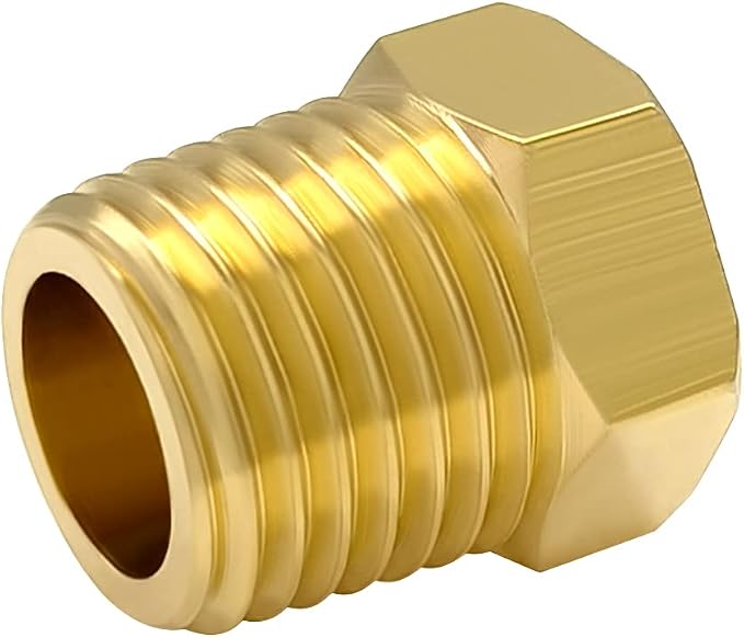 Hooshing 6PCS Brass Pipe Fittings 1/4" NPT Male Outer Hex Head Pipe Plug - Image 6
