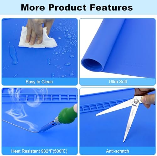 32.3" x 16.6" Premium Silicone Soldering Mat, 932°F Heat Resistant Oversized - Image 4