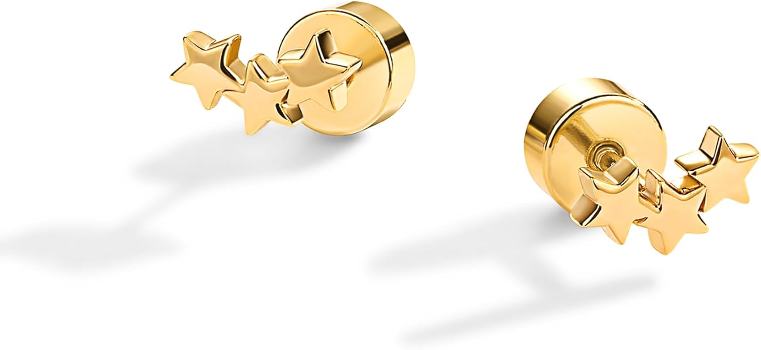 PAVOI 14K Gold Plated 925 Sterling Silver Posts Mini Stud Flat Back Earrings for Women | Helix Cartilage Piercing Jewelry | Dainty Pearl Star Cluster Cubic Zirconia Lotus Climber Screw Backs