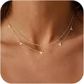 Layered Necklaces for Women,Dainty 14k Gold Plated CZ Layered Choker Necklace for Women Trendy Non Tarnish Hypoallergenic Beaded Paperclip Chain Necklace Stack Women's Minimalist Gold Jewelry Gifts