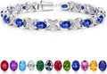 Iefil Valentines Day Gifts for Her, Oval Birthstone Tennis Bracelets for Women Wife Unique X O Design Fine Jewelry Anniversary Birthday Gift 925 Sterling Silver Birthstone Jewelry for Mom Girlfriend