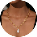 Chunky Gold Heart Necklace for Women，14K Gold Plated Puffy Heart Pendant Bold Chain Necklace with Toggle Clasp，Waterproof Non Tarnish Hypoallergenic Chunky Statement Jewelry Gift for Women
