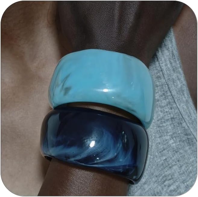 Acrylic Chunky Bangle Bracelets for Women, Irregular Acrylic Resin Bangle Geometric Cuff Wide Statement Jewelry Set
