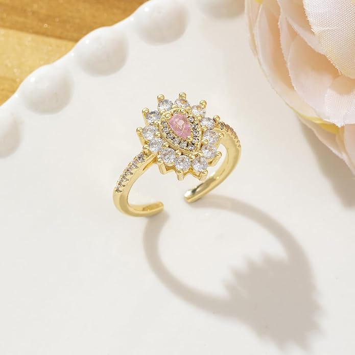 Gold-Plated Butterfly Rings - Vintage Snake Statement Rings with Cubic Zirconia for Women Adjustable Open Rings