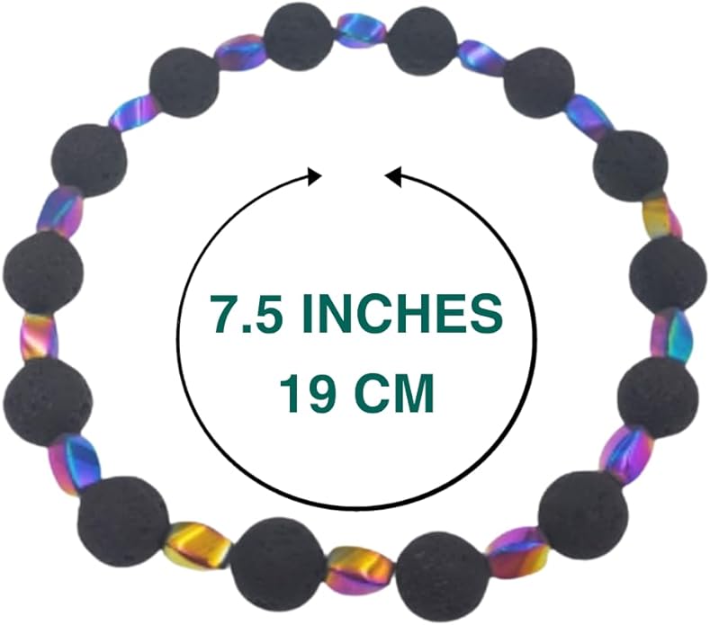 BESHEEK Rainbow Anklet Bracelet Hue Twisted Hematite and Round Artisan Beaded Anklet with Extension Handmade Hypoallergenic Beach Gala Wedding Style Jewelry