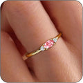 14k Gold Plated Birthstone Rings for Women Dainty Stackable Rings Non Tarnish Thumb CZ Emerald Green Gemstone Ring Cute Jewelry Birthday Valentine Gift for Mother Daughter Band Size 6-11