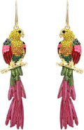 Parrot Earrings for Women, Cute Bird Parrot Tassel Earrings for Womens, Rainbow Parrot Branch Dangle Earrings Hypoallergenic