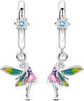 LAZA 925 Sterling Silver Hoop Earrings for Women, Hypoallergenic Huggie Butterfly Dangle Drop Earrings Colorful Flower Earrings Jewelry Gifts
