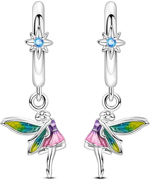 LAZA 925 Sterling Silver Hoop Earrings for Women, Hypoallergenic Huggie Butterfly Dangle Drop Earrings Colorful Flower Earrings Jewelry Gifts