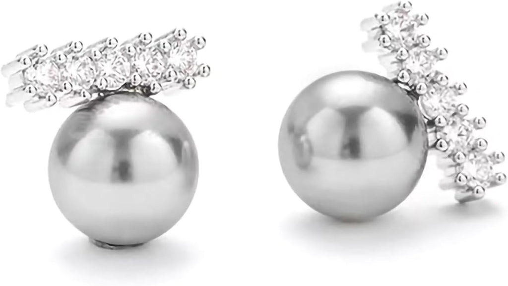 Pearl Stud Earrings for Women Stainless Steel Unique Statement Small Pearl Enamel Button Statement Vintage Earring Jewelry