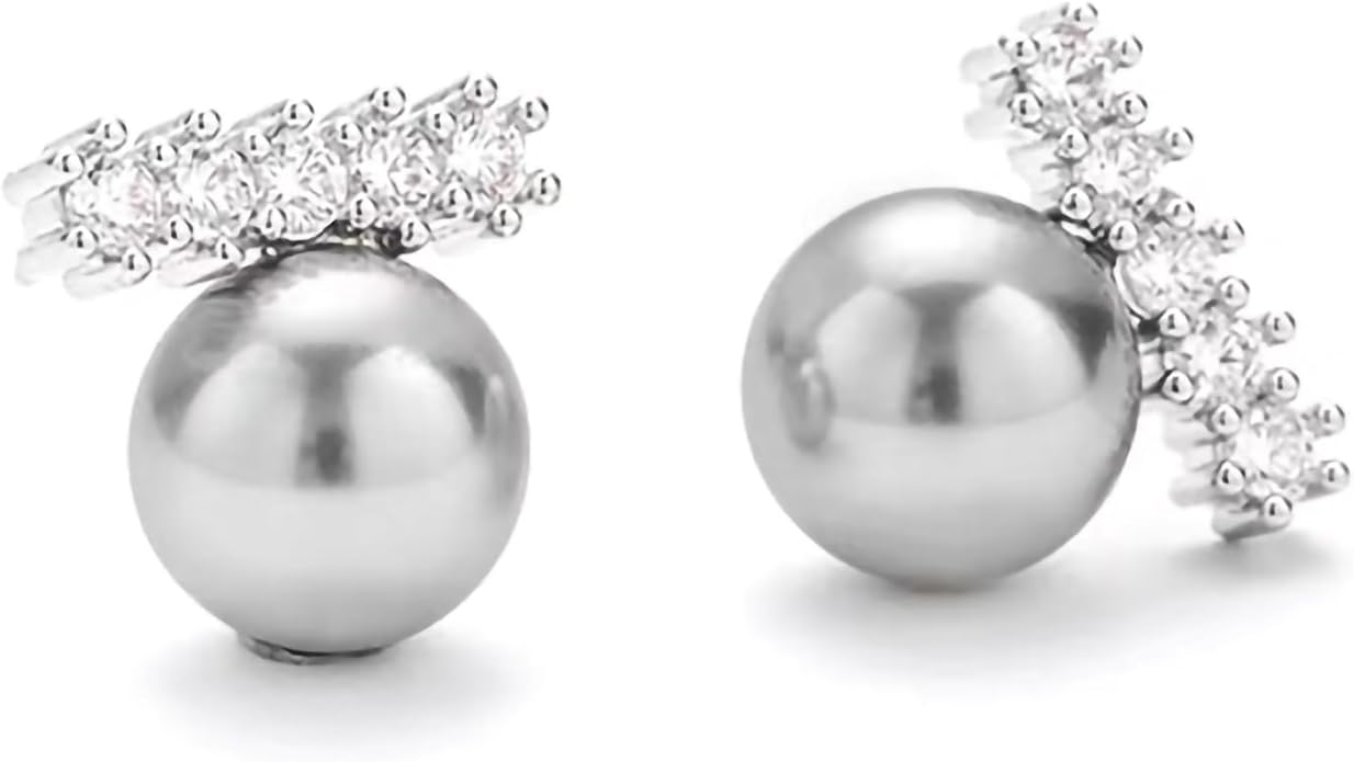 Pearl Stud Earrings for Women Stainless Steel Unique Statement Small Pearl Enamel Button Statement Vintage Earring Jewelry