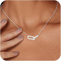 Diamond Pendant Necklace for Women, Dainty Gold Necklace 18k Gold Plated Paperclip Choker Necklaces Cute Open Oval Necklaces Simple Gold Necklace Jewelry Gifts for Women Trendy