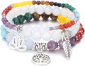 UEUC Tree of Life Yoga Healing Stone Bracelets,Multilayer Lotus Chakra Stone Reiki Bracelet Sets,Anxiety Crystal Natural Stone,for Women Stress Relief