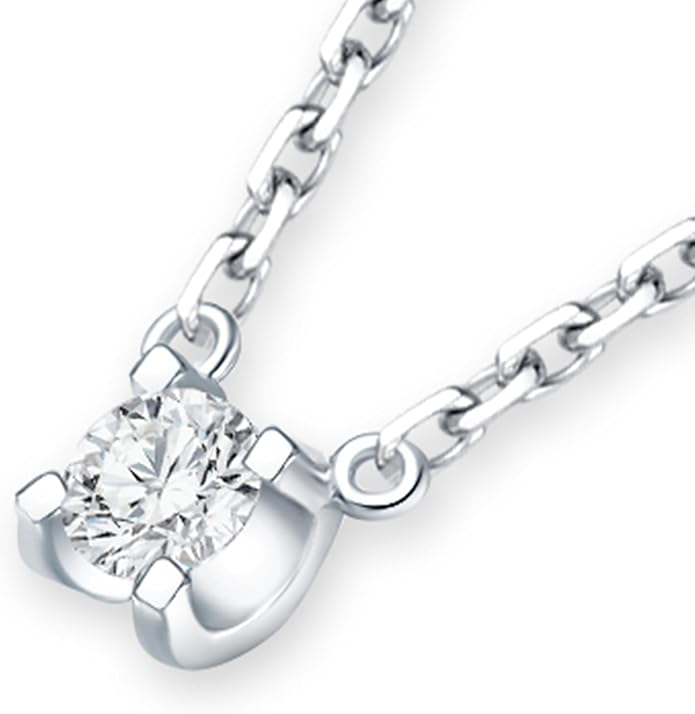 Lab Grown Diamond Necklace, Solid 925 Sterling Silver with Round Cut, Fine Jewelry for Women Anniversary Birthday Valentine’s Day Gifts
