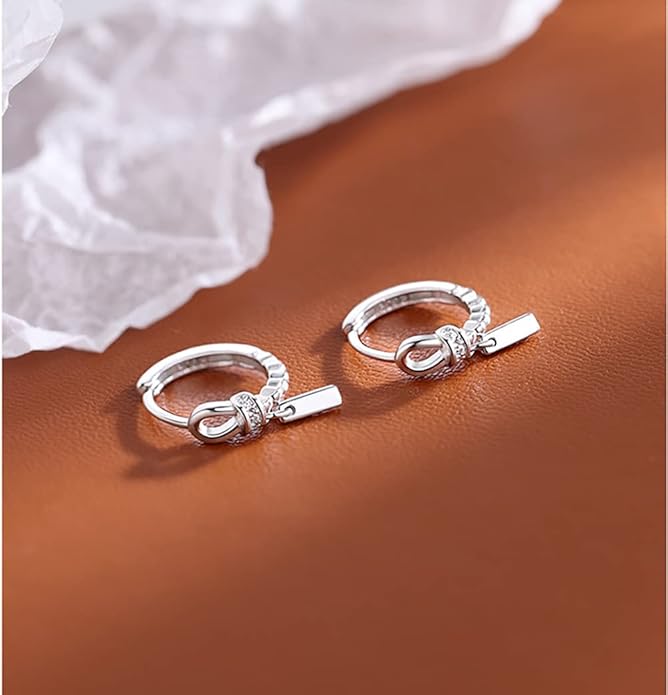 Reffeer Solid 925 Sterling Silver Minimalist Hoop Earrings for Women Teen Girls CZ Hoop Earrings Cartilage Helix Hoop Earrings Huggie