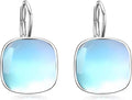 AOBOCO Sterling Silver Leverback Earrings Embellished with Crystals from Austria, Hypoallergenic Cushion Cut Square Crystal Earrings, Fine Anniversary Birthday Jewelry Gifts for Women