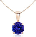 Angara Natural Tanzanite Solitaire Pendant for Women | Round Tanzanite Solitaire Pendant Necklace in 14K Solid Gold/Silver/Platinum With 18" Chain | December Birthday, Gemstone Jewelry Gift