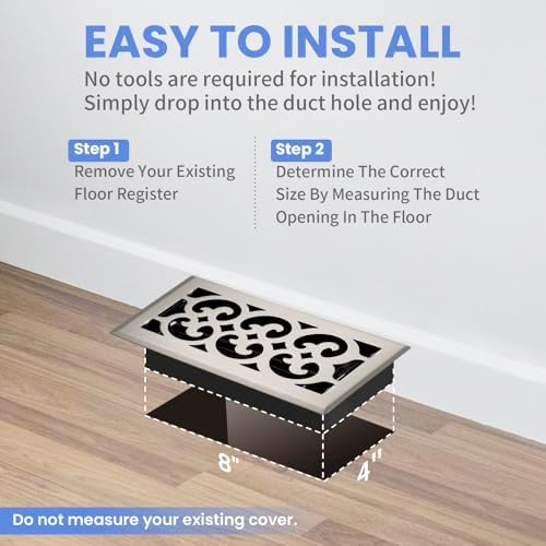 Howeall 4x8 Inches 2 Pack Heavy Duty Walkable Floor Register Easy Adjust Air - Image 6