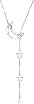 Long Necklace Sterling Silver Larait Bar Y Lariat Long Chain Drop Adjustable Necklace Gift for Her, 30"