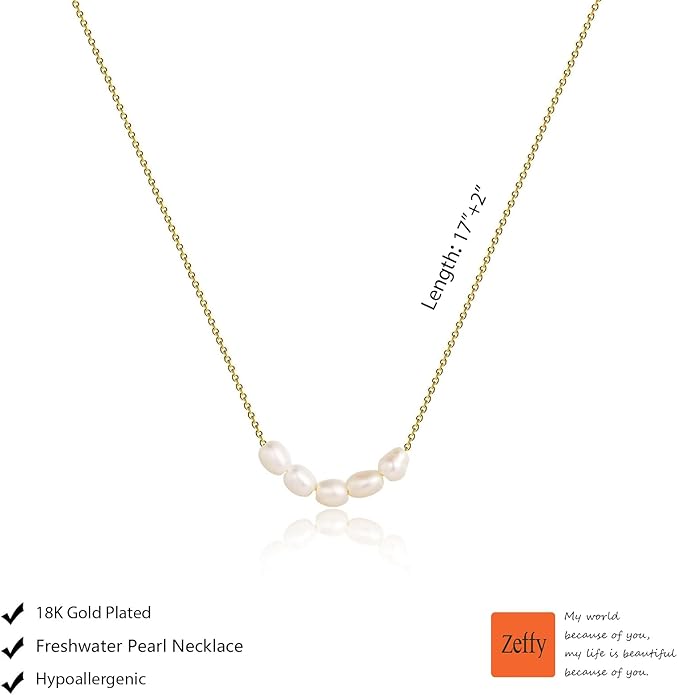 Zeffy Pearl Necklace 4MM/6MM/8MM Dainty Round Imitation Pearl Choker Necklace Wedding Pearl Necklace Delicate Jewelry for Women Simple Bridesmaid Jewelry Gifts