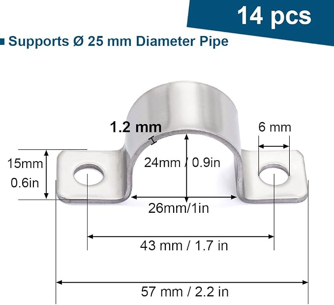 1 Inch Stainless Steel Conduit Clamps Two Hole Pipe Clamps U Bracket Conduit - Image 2