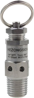 1/4" NPT Male Stainless Steel SS304 Mini Adjustable Pressure Relief Safety Valve by HEZONGSION
