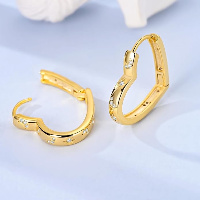 NARMO Earrings for Women 925 Sterling Silver Heart Hoops Small Colorful Rainbow Hoop Earrings Huggie Earrings