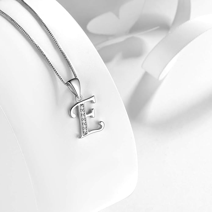 Aurora Tears Letter Necklace Initial 925 Sterling Silver Alphabet Pendant Crystal Name Gift Women Cubic Zirconia Jewelry
