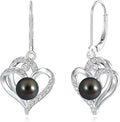 Tahitian Black Pearl Earrings Gifts for Women Wife Celtic Dangle Drop Earrings Wedding Birthday Anniversary Jewelry Valentines Christmas Day Gifts 925 Sterling Silver