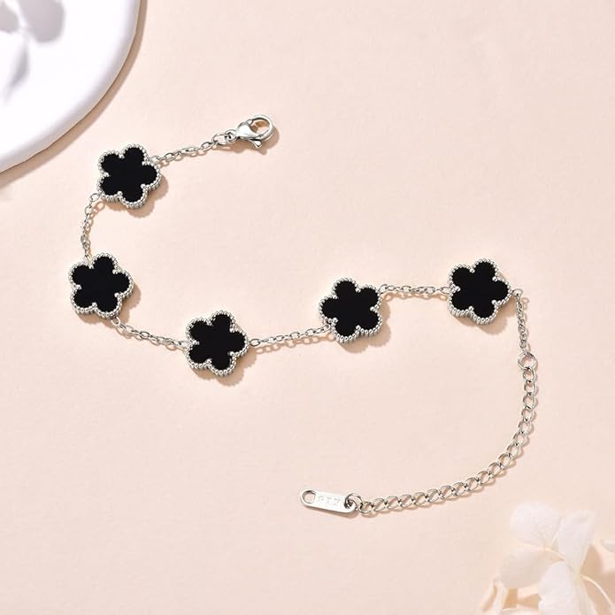 18K Gold-Plated Four Leaf Clover Bracelet for Women,Adjustable lucky Bracelet Set Jewelry Gift-Hypoallergenic Charm for Birthdays, Wellness & Daily Wear