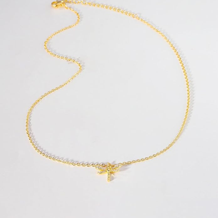 14K Gold Plated Dainty Pendant Butterfly Bead Boot Bee Baseball Flower Compass Airplane Heart Hummingbird Tree Necklace Simple Jewelry Gift for Women