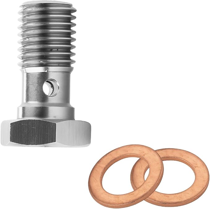 M10 x 1.25 Metric Thread Single Banjo Bolt Brake Fitting Adapter, 20mm Long - Image 5