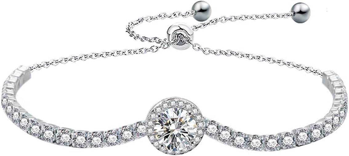 2mm/3mm/4mm/5mm Tennis Moissanite Bracelet 925 Sterling Silver 1/2ct Round Cut Moissanite D Color VVS1 Anniversary Jewelry Gift for Women
