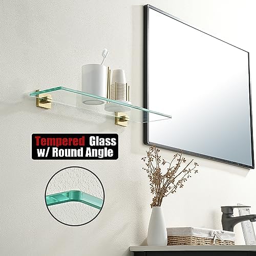 JQK Bathroom Glass Shelf, Floating Tempered Glass Shower Storage 24 by 5 inches - Image 6