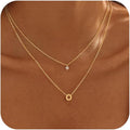 Layered Initial Necklaces for Women, 14k Gold Plated Letter Necklace Set Dainty Gold Initial Necklace Stack Cute Layering Choker Necklaces for Women Trendy Fashion Jewelry