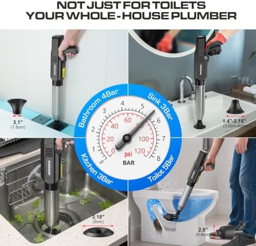 ‌Electric Toilet Plunger for Bathroom, High-Pressure Air Plunger, Heavy-Duty - Image 3