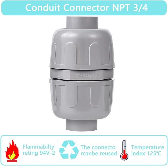8 Pcs NPT 3/4 Inch Liquid Tight Connector Non-Metallic PVC Electrical Flexible - Image 6