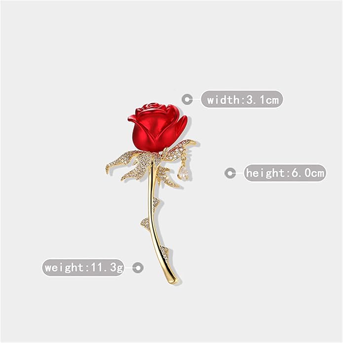 Red Rose Flower Brooches and Pins for Women Costume Jewelry Brooch Pins Broches Jewelry for Women Elegant Lady Pin