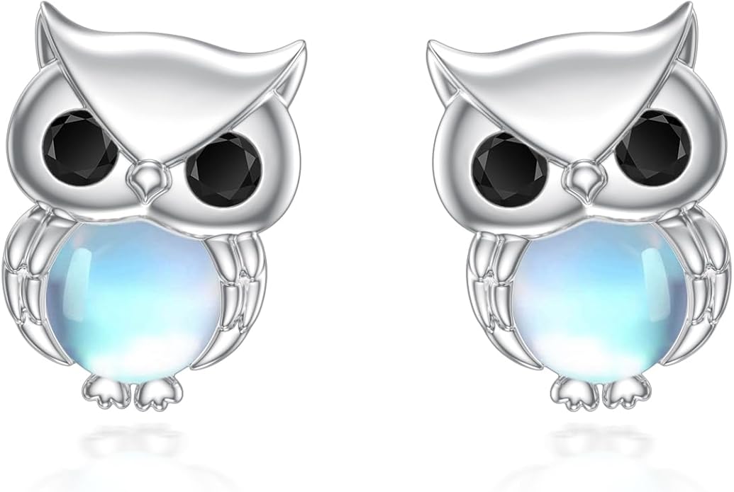 PELOVNY Animal Dangle Earrings Sterling Silver Hypoallergenic Moss Agate Crystal Moonstone Earrings Bee Butterfly Dolphin Peacock Phoenix Jewelry Birthday Christmas Gifts for Women