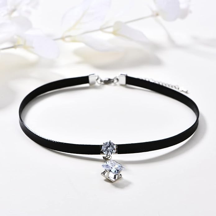 Yonhon Black Choker Necklace for Women,Gold/Siver Tone Choker Necklace with Elegant Pendantant