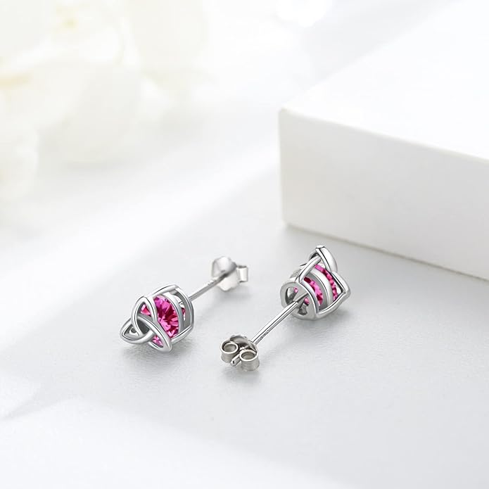 MEDWISE 925 Sterling Silver Birthstone Stud Earrings for Women Birthday Jewelry Gifts for Daughter Mother Women Valentines Day Gifts for Her