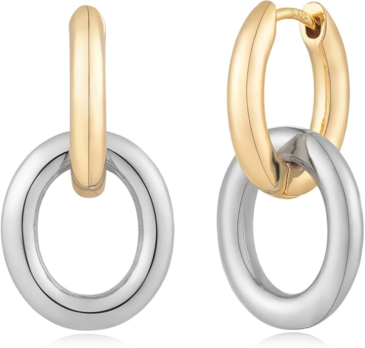 MYEARS Women Earrings Gold Huggie Hoop Dangle Drop 14K Gold Plated Small Simple Hypoallergenic Everyday Jewelry