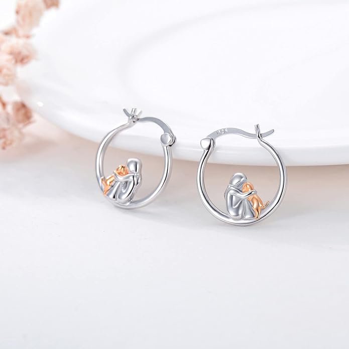 JUSTKIDSTOY Hypoallergenic Panda/Unicorn/Hummingbird/Dolphin Hoop Earrings for Women 925 Sterling Silver Animal Huggie Hoop Earrings Jewelry Gifts for Sensitive Ears