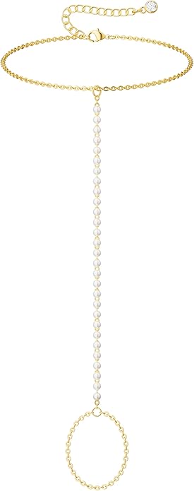 Dainty Anklet for Women - Trendy 14K Gold Plated Ankle Bracelets Adjustable Bead Link Chain Waterproof Pearl CZ Anklets Non Tarnish Foot Jewelry Gift