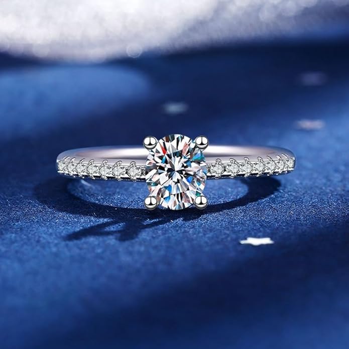 Premium S925 Sterling Silver, 1 Carat Natural Diamond Engagement Ring, D-color, Oval Cut, VVS1 Clarity, Shining Diamond Rings for Women, Elegance Redefined for Contemporary Tastes