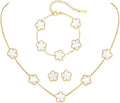 18K Gold-Plated Four Leaf Clover Bracelet for Women,Adjustable lucky Bracelet Set Jewelry Gift-Hypoallergenic Charm for Birthdays, Wellness & Daily Wear