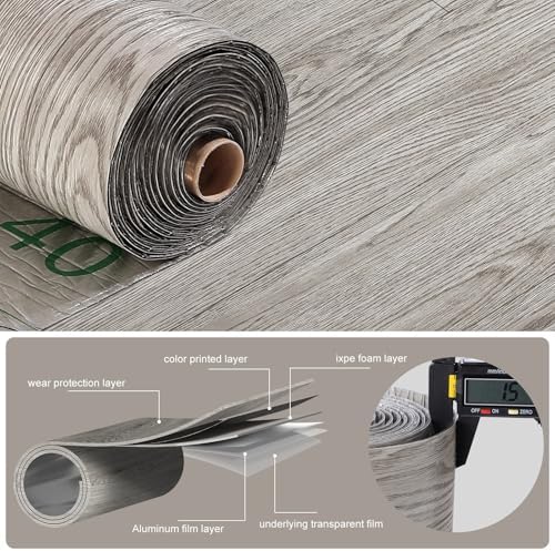 3D Peel and Stick Vinyl Floor Tile Roll Wood Plank Sticker 23"x393"/64 Sq.Ft - Image 5