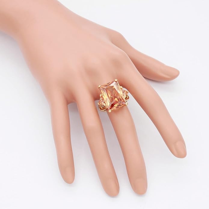 Lavencious Big Bold Radiant CZ Stones Stretch Rings for Women Size for 7-9