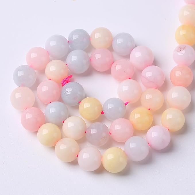 120PCS 6mm Natural Stone Morganite Beads Round Loose Beads for Jewelry Making DIY Bracelets Necklaces Crystal Energy Healing Stone Beads 32" 2 Strand